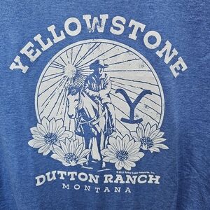 Yellowstone Dutton Ranch Montana  T-Shirt Junior Size L Blue